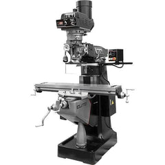 Jet - 9" Table Width x 49" Table Length, Electronic Variable Speed Control, 3 Phase Knee Milling Machine - R8 Spindle Taper, 3 hp - Exact Tool & Supply