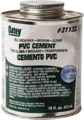 Oatey - 16 oz All-Purpose Medium Bodied Cement - Clear, Use with PVC - Exact Tool & Supply