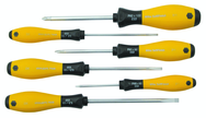 6 Piece - SoftFinish® Cushion Grip Screwdriver Set - #30292 - Includes: Slotted 3.0 - 5.5mm & Phillips #0 - 2 ESD Safe - Exact Tool & Supply