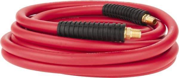 PRO-SOURCE - 3/8" ID x 0.6496" OD 25' Long Multipurpose Air Hose - MNPT x MNPT Ends, 300 Working psi, -40 to 180°F, 1/4" Fitting, Red - Exact Tool & Supply