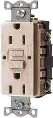 Hubbell Wiring Device-Kellems - 1 Phase, 5-15R NEMA, 125 VAC, 15 Amp, GFCI Receptacle - 2 Pole, Back and Side Wiring, Commercial Grade - Exact Tool & Supply