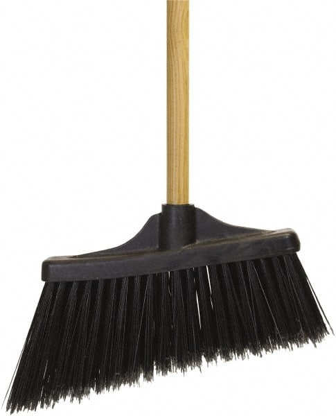 O-Cedar - 12" Wide, Black PET Bristles, 48" Wood Handle, Angled Broom - Exact Tool & Supply