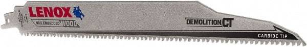 Lenox - 12" Long x 1" Thick, Carbide Reciprocating Saw Blade - Tapered Profile, 6 TPI, Toothed Edge, Tang Shank - Exact Tool & Supply