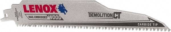 Lenox - 9" Long x 1" Thick, Carbide Reciprocating Saw Blade - Tapered Profile, 6 TPI, Toothed Edge, Tang Shank - Exact Tool & Supply