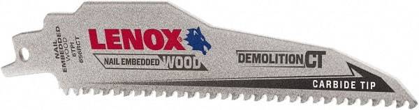 Lenox - 6" Long x 1" Thick, Carbide Reciprocating Saw Blade - Tapered Profile, 6 TPI, Toothed Edge, Tang Shank - Exact Tool & Supply