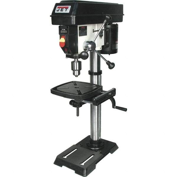 Jet - 12" Swing, Variable Speed Pulley Drill Press (Woodworking) - Variable Speed, 1/2 hp, Single Phase - Exact Tool & Supply