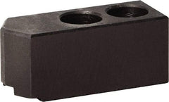 Bison - 210mm Max Chuck Capacity, 1.5mm x 60° Serrated Interface, Square Soft Lathe Chuck Jaw - 3 Jaw, Steel, 25mm Btw Mount Hole Ctrs, 95mm Long, 40mm Wide, 40mm High, 14mm Groove, M12mm Fastener - Exact Tool & Supply