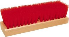 O-Cedar - 2" Bristle Length, Polypropylene Deck Scrub Brush - 10" Long x 3" Wide Head, 10" OAL, Red, Wood Block - Exact Tool & Supply