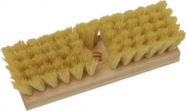 O-Cedar - 2" Bristle Length, Tampico Deck Scrub Brush - 10" Long x 3" Wide Head, 10" OAL, Beige, Wood Block - Exact Tool & Supply