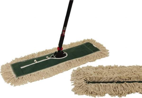 O-Cedar - 60" Long x 24" Wide Cotton & Metal Dust Mop Kit - White, Green & Black, Snap-On - Exact Tool & Supply