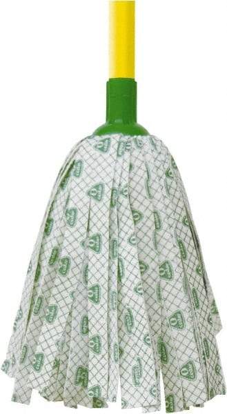 O-Cedar - White & Green Deck Mop - 4-1/2" Long x 3" Wide Head, 48" Long Handle, Rayon/Polyester Head - Exact Tool & Supply