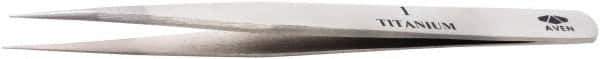 Aven - 4-1/2" OAL 1 Precision Tweezers - Fine Straight Point - Exact Tool & Supply