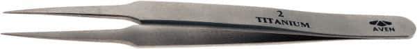 Aven - 4-3/4" OAL 2-SA Precision Tweezers - Fine Straight Point - Exact Tool & Supply