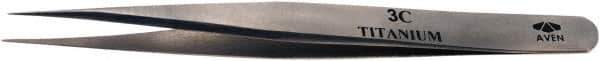 Aven - 4-1/4" OAL 3C Precision Tweezers - Fine Straight Point - Exact Tool & Supply