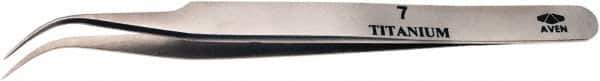 Aven - 4-3/4" OAL 7 Precision Tweezers - Curved Shape, 7A, Fine Tips - Exact Tool & Supply