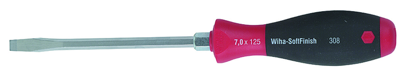 12.0 x 200mm - SoftFinish® Cushion Grip Heavy Duty with Hex Bolster Slotted Screwdriver - Exact Tool & Supply