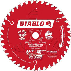 Freud - 6-1/2" Diam, 5/8" Arbor Hole Diam, 40 Tooth Wet & Dry Cut Saw Blade - Carbide-Tipped, Finishing Action, Standard Round Arbor - Exact Tool & Supply