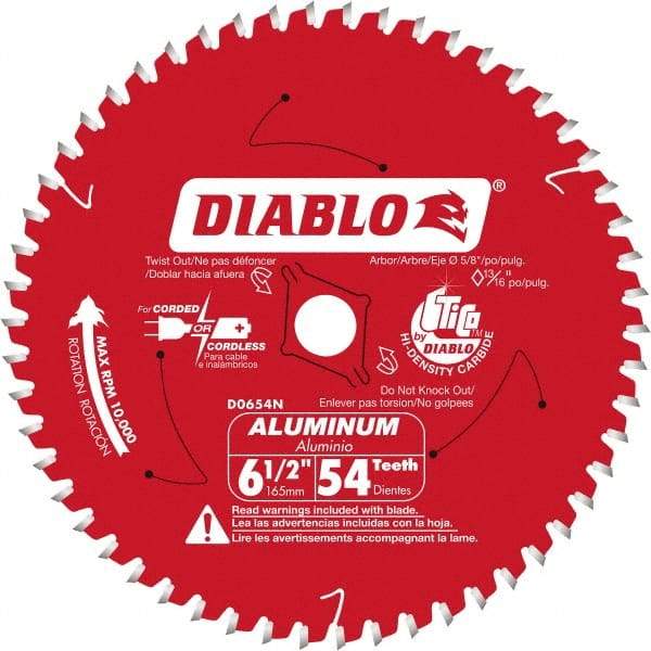 Freud - 6-1/2" Blade Diam, 56 Teeth, Carbide-Tipped Cold Saw Blade - 5/8" Arbor Hole Diam, 0.045" Blade Thickness - Exact Tool & Supply