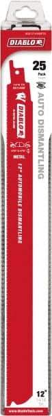 Freud - 12" Long x 1" Thick, Bi-Metal Reciprocating Saw Blade - Straight Profile, 14 to 18 TPI, Toothed Edge, Tang Shank - Exact Tool & Supply