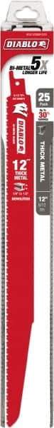 Freud - 12" Long x 1" Thick, Bi-Metal Reciprocating Saw Blade - Tapered Profile, 8 to 10 TPI, Toothed Edge, Tang Shank - Exact Tool & Supply