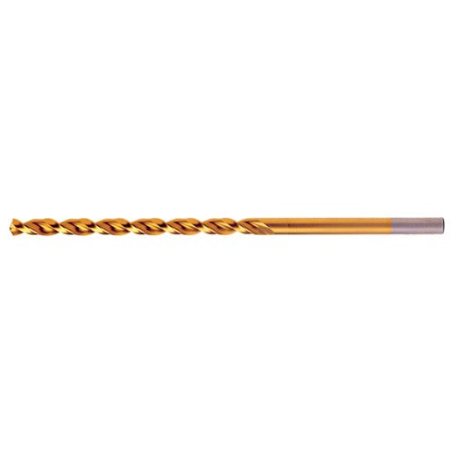 #1 RHS / RHC HSS-CO 8% (M42) 135 Degree Split Point Q-Cobalt Wide Land Parabolic Taper Length Drill - TiN - Exact Tool & Supply