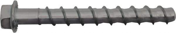 Powers Fasteners - 1/2" Diam, 1/2" Drill, 5" OAL, 3-3/16" Min Embedment Machine Screw Anchor Concrete Anchor - 1018 Case Hardened Steel, Galvanized Finish, Hex Head, Hex Drive - Exact Tool & Supply