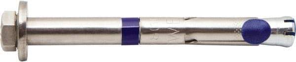 Powers Fasteners - 1/4" Diam, 1/4" Drill, 1-3/4" OAL, 2" Min Embedment Sleeve Concrete Anchor - 304 Stainless Steel, Hex Head, Hex Drive, 1-3/4" Thread Length - Exact Tool & Supply