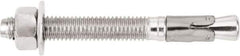 Powers Fasteners - 5/8" Diam, 5/8" Drill, 4-3/4" OAL, 2-1/4" Min Embedment Wedge Expansion Concrete Anchor - 1035 Case Hardened Steel, Zinc-Plated Finish, Hex Nut Head, Hex Drive, 2-7/8" Thread Length - Exact Tool & Supply