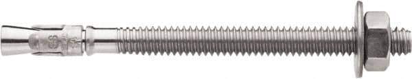 Powers Fasteners - 1/2" Diam, 1/2" Drill, 4-1/2" OAL, 2-3/4" Min Embedment Wedge Expansion Concrete Anchor - 304 Stainless Steel, Hex Nut Head, Hex Drive, 2-3/4" Thread Length - Exact Tool & Supply
