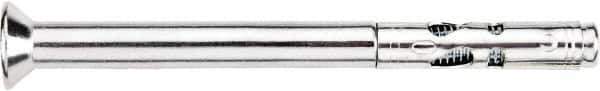 Powers Fasteners - 1/4" Diam, 5/16" Drill, 2-1/4" OAL, 1-3/4" Min Embedment Sleeve Concrete Anchor - 1018 Steel, Zinc-Plated Finish, Flat Head, Combination Slotted/Phillips Drive, 2-1/4" Thread Length - Exact Tool & Supply