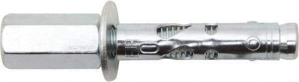 Powers Fasteners - 1/2" Diam, 1/2" Drill, 2-1/4" OAL, 2" Min Embedment Sleeve Concrete Anchor - 1018 Steel, Zinc-Plated Finish, Hex Head, Hex Drive, 2-1/4" Thread Length - Exact Tool & Supply