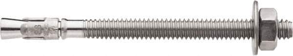 Powers Fasteners - 1/2" Diam, 1/2" Drill, 2-3/4" OAL, 1-1/2" Min Embedment Wedge Expansion Concrete Anchor - 316 Stainless Steel, Hex Nut Head, Hex Drive, 1" Thread Length - Exact Tool & Supply
