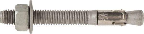 Powers Fasteners - 1/2" Diam, 1/2" Drill, 3-3/4" OAL, 1-1/2" Min Embedment Wedge Expansion Concrete Anchor - 1035 Carbon Steel, Hot Dipped Galvanized Finish, Hex Nut Head, Hex Drive, 2" Thread Length - Exact Tool & Supply