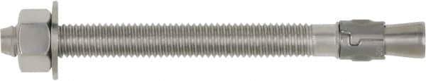 Powers Fasteners - 1/4" Diam, 1/4" Drill, 1-3/4" OAL, 2-3/4" Min Embedment Wedge Expansion Concrete Anchor - 316 Stainless Steel, Hex Head, Hex Drive, 3/4" Thread Length - Exact Tool & Supply