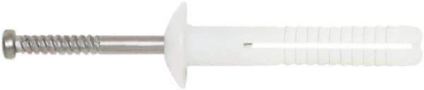 Powers Fasteners - 1/4" Diam, 1/4" Drill, 1-1/2" OAL, 3-5/8" Min Embedment Hammer Drive Concrete Anchor - 304 Nylon/Stainless Steel, Flat Head, Hammer Drive - Exact Tool & Supply