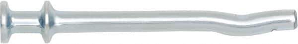 Powers Fasteners - 1/4" Diam, 1/4" Drill, 2-3/4" OAL, 1" Min Embedment Pin Anchor Concrete Anchor - 1038 Carbon Steel, Zinc-Plated Finish, Flat Head, Hammer Drive - Exact Tool & Supply
