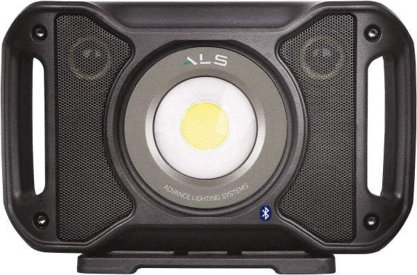 Advanced Lighting Systems - 10 Volt, Black Audio Work Light - 5,000 Lumens, 18/2 Wire Gage, Corded & Rechargeable Battery, LED Lamp - Exact Tool & Supply