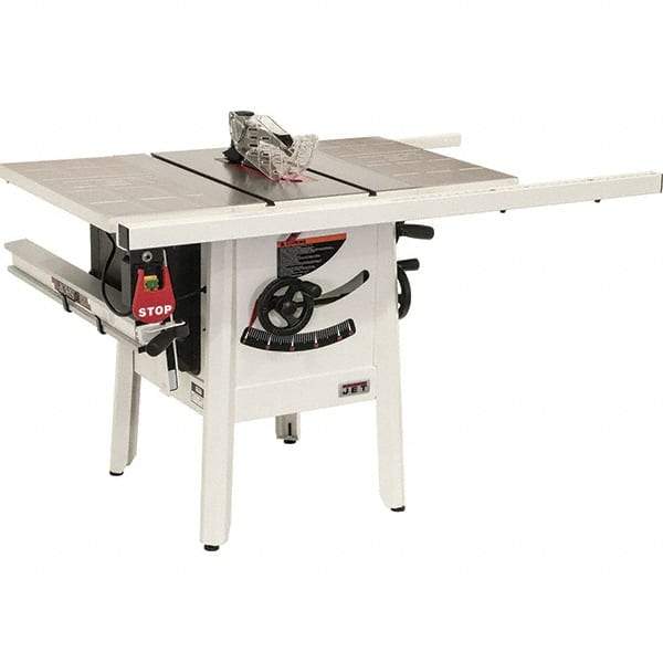 Jet - 10" Blade Diam, 5/8" Arbor Diam, 1 Phase Table Saw - 1-3/4 hp, 27" Wide, 115 Volt, 3-1/8" Cutting Depth - Exact Tool & Supply