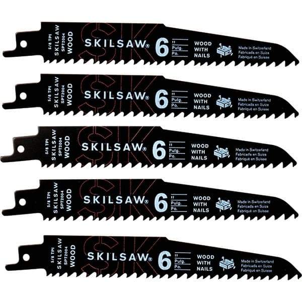 Skilsaw - 6" Long x 1" Thick, Bi-Metal Reciprocating Saw Blade - Straight Profile, 5 to 8 TPI, Toothed Edge, Universal Shank - Exact Tool & Supply