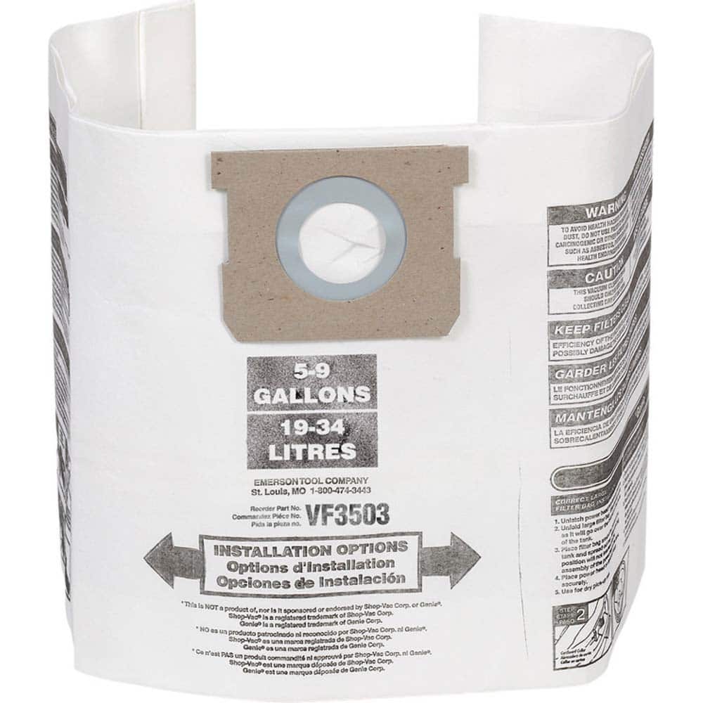 Ridgid - Vacuum Cleaner Bags Bag Type: Dust Collection Bag Vacuum Tank Capacity: 10.00 Gal - Exact Tool & Supply