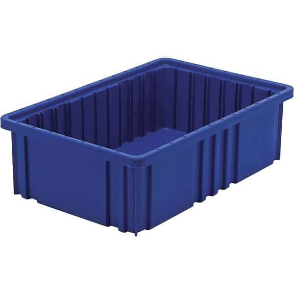 Quantum Storage - 40 Lb Load Capacity Blue Polypropylene Dividable Container - Stacking, 5" Long x 10.9" Wide x 16-1/2" High - Exact Tool & Supply