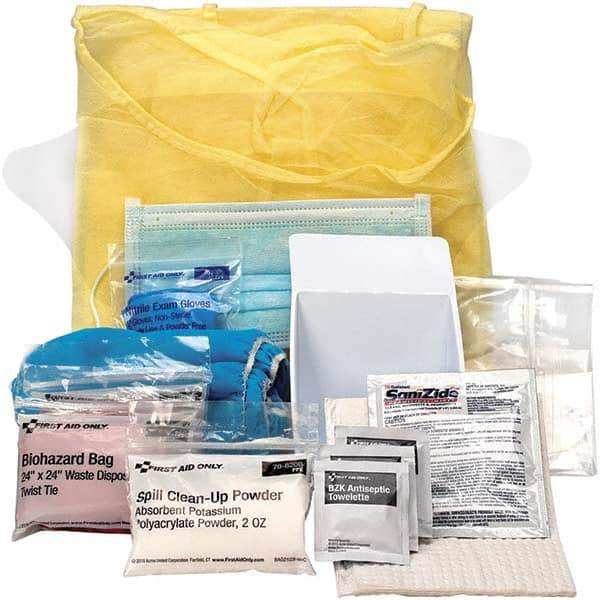 PRO-SAFE - 13 Piece, Bloodborne Pathogen Kit - 1-3/4" Wide x 8-1/4" Deep x 8-1/4" High, No Container Included - Refill Only - Exact Tool & Supply