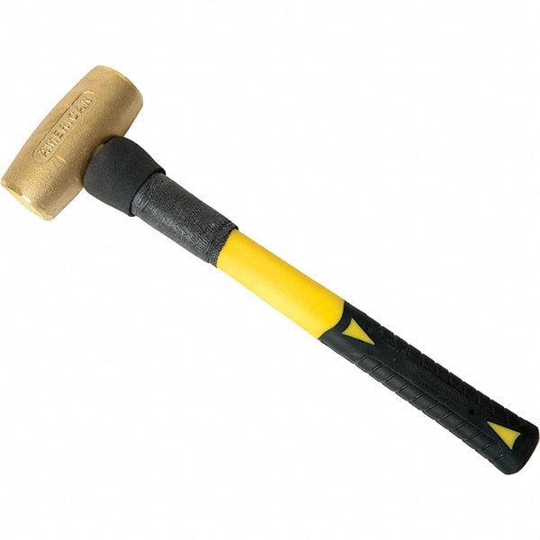 American Hammer - 3-1/2 Lb Brass Nonsparking Hammer - Exact Tool & Supply