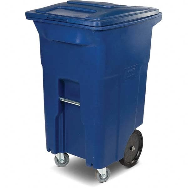 Toter - Trash Cans & Recycling Containers; Type: Trash Can ; Container Shape: Rectangle ; Container Size: 64 gal ; Container Graphics: None ; Color: Blue ; Finish: Textured - Exact Tool & Supply
