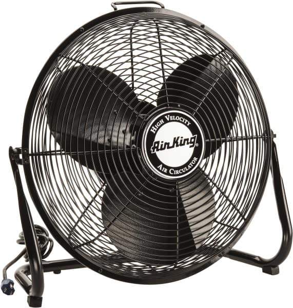 Air King - 18" Blade, 1/6 hp, 1,925, 2,575 & 3,400 CFM, Low Floor Stand Industrial Circulation Fan - Floor Stand, 110 Volts, 0.95/1.65 Amps, 3 Speed - Exact Tool & Supply