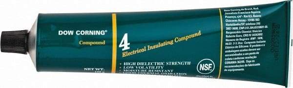 Dow Corning - 5.3 Ounce Tube Electrical Insulating Compound - 212°F Flash Point, 450 V/mil Dielectric Strength, Flammable, Plastic Safe - Exact Tool & Supply