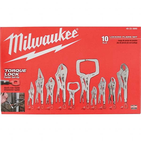 Milwaukee Tool - Plier Sets Set Type: Locking Pliers Number of Pieces: 10 - Exact Tool & Supply