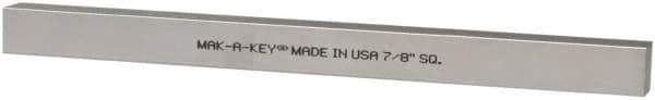 Made in USA - 12" Long x 7/8" High x 7/8" Wide, Zinc-Plated Oversized Key Stock - C1018 Steel - Exact Tool & Supply