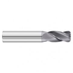 1" Dia. x 4 Overall Length 4-Flute .015 C/R Solid Carbide SE End Mill-Round Shank-Center Cut-TiAlN - Exact Tool & Supply