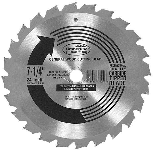 Amana Tool - 7-1/4" Diam, 5/8" Arbor Hole Diam, 24 Tooth Wet & Dry Cut Saw Blade - Carbide-Tipped, Combination Action, Diamond Arbor - Exact Tool & Supply